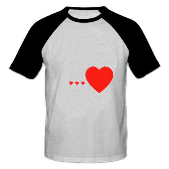 خرید تی شرت یقه و آستین سیاه طرح قلب 1