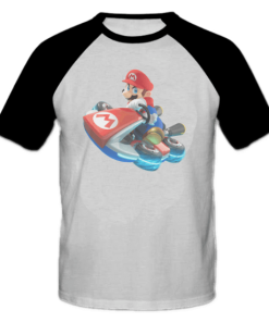 خرید تی شرت یقه و آستین سیاه طرح ماریو 3