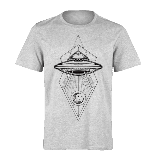 خرید تی شرت خاکستری طرح سفینه فضایی 1