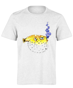 خرید تی شرت سفید طرح ماهی 1